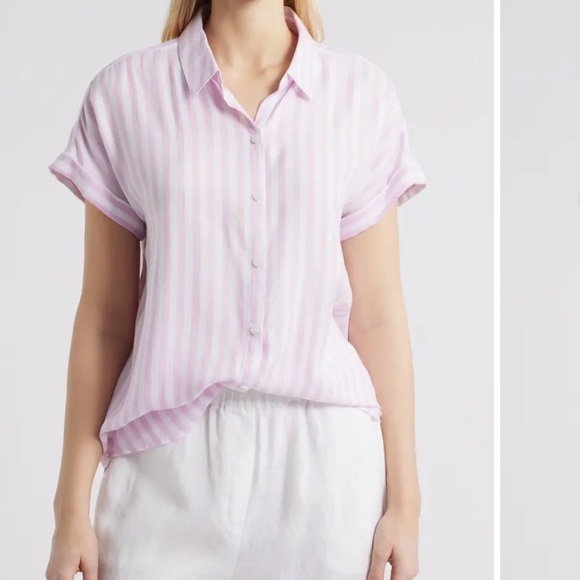 Beachlunchlounge Pink Striped Women's Top - Picture 2 of 14